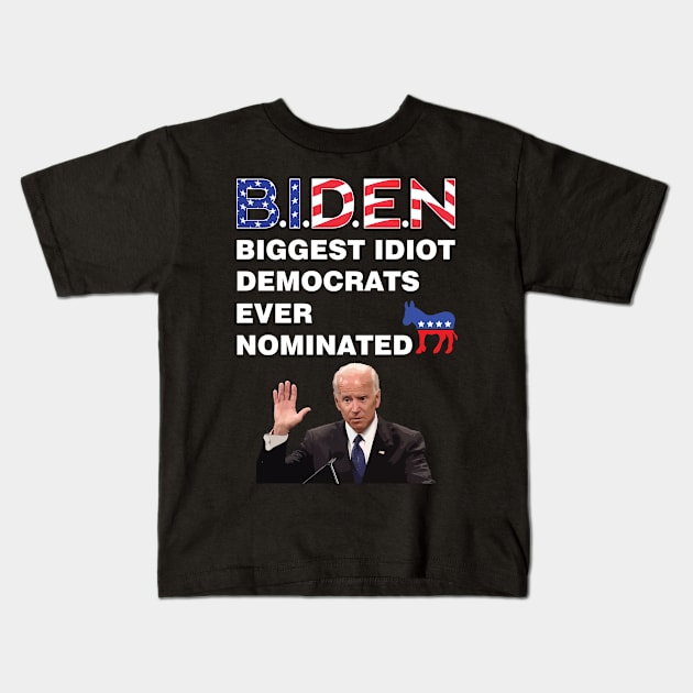 Anti Joe Biden 2020 Gaffe Sleepy Funny President Trump Maga Corn Pop Liberal Democrat GOP Kids T-Shirt by Shirtsurf